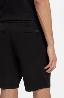 Stretch-cotton shorts in a modern fit, Black