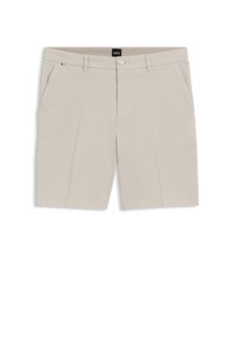 Modern-fit shorts in stretch-cotton twill, Light Grey
