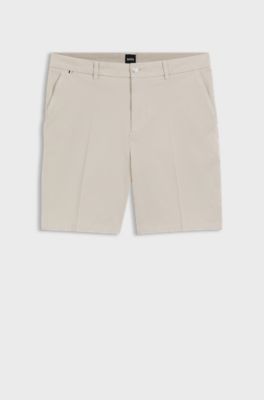 Modern-fit shorts in stretch-cotton twill, Light Grey