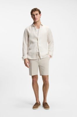 Modern-fit shorts in stretch-cotton twill, Light Grey