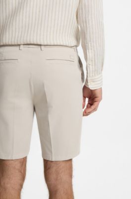 Modern-fit shorts in stretch-cotton twill, Light Grey