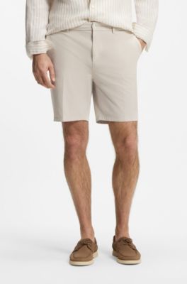 Modern-fit shorts in stretch-cotton twill, Light Grey