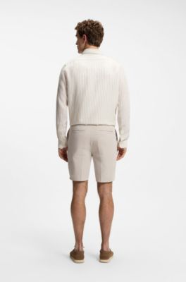 Modern-fit shorts in stretch-cotton twill, Light Grey