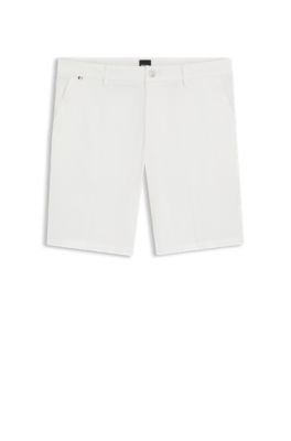 Modern-fit shorts in stretch-cotton twill, White