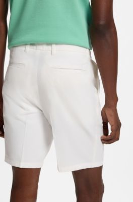 Shorts in cotone stretch con vestibilit&agrave; moderna, Bianco