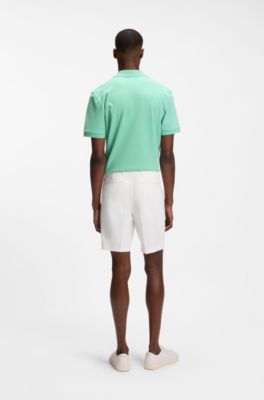 Modern-Fit Shorts aus Stretch-Baumwolle mit Twill-Struktur, Wei&szlig;