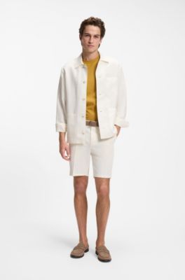 Stretch-cotton shorts, Natural