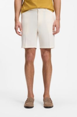 Stretch-cotton shorts, Natural