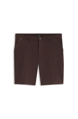 Stretch-cotton shorts in a modern fit, Dark Brown