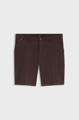 Stretch-cotton shorts in a modern fit, Dark Brown