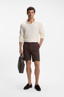 Stretch-cotton shorts, Dark Brown