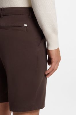 Stretch-cotton shorts, Dark Brown
