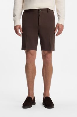 Stretch-cotton shorts, Dark Brown