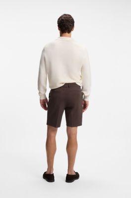 Stretch-cotton shorts, Dark Brown