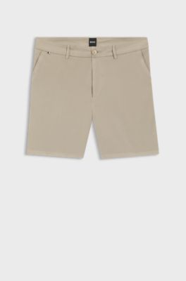 Shorts in cotone stretch con vestibilit&agrave; moderna, Beige chiaro