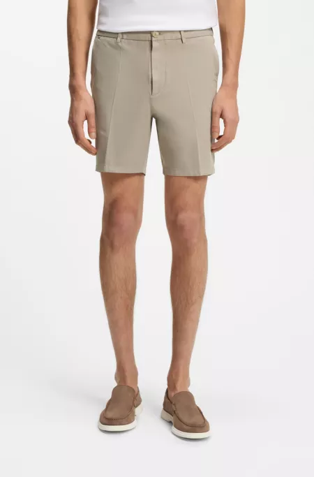 Modern-fit shorts in stretch-cotton twill