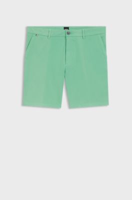 Modern-fit shorts in stretch-cotton twill, Light Green