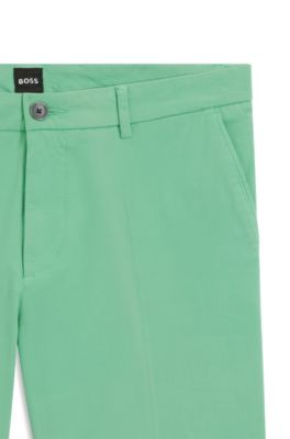 Modern-fit shorts in stretch-cotton twill, Light Green