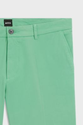 Modern-fit shorts in stretch-cotton twill, Light Green