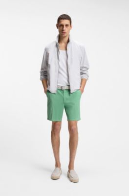 Modern-fit shorts in stretch-cotton twill, Light Green