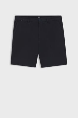 Shorts in cotone stretch con vestibilit&agrave; moderna, Blu scuro
