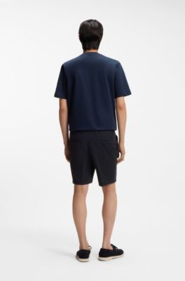 Shorts in cotone stretch con vestibilit&agrave; moderna, Blu scuro