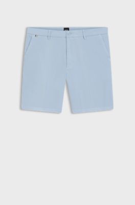 Shorts in cotone stretch con vestibilit&agrave; moderna, Celeste