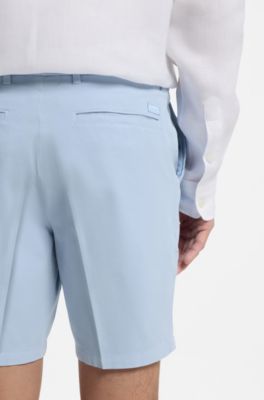 Shorts in cotone stretch con vestibilit&agrave; moderna, Celeste