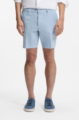 Modern-fit shorts in stretch-cotton twill, Light Blue