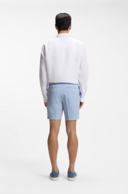 Modern-fit shorts in stretch-cotton twill, Light Blue