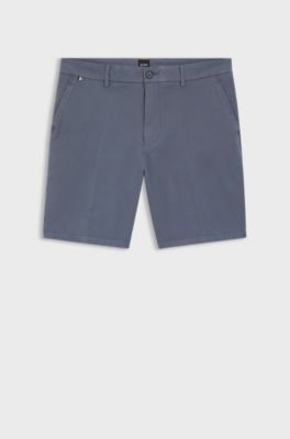 Shorts in cotone stretch con vestibilit&agrave; moderna, Blu