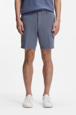 Modern-Fit Shorts aus Stretch-Baumwolle mit Twill-Struktur, Blau