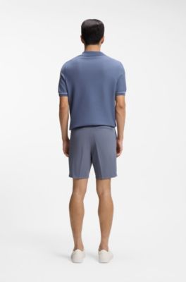 Modern-Fit Shorts aus Stretch-Baumwolle mit Twill-Struktur, Blau