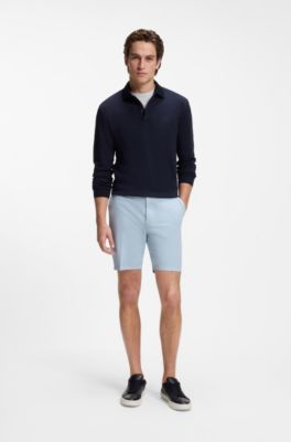 Stretch-cotton shorts, Light Blue