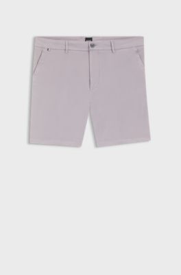 Modern-fit shorts in stretch-cotton twill, Light Purple