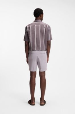Modern-fit shorts in stretch-cotton twill, Light Purple