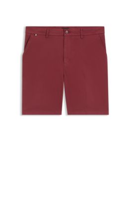 Modern-fit shorts in stretch-cotton twill, Red