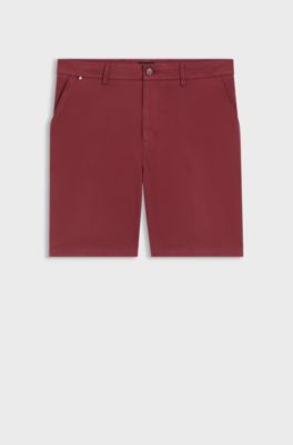 Modern-fit shorts in stretch-cotton twill, Red
