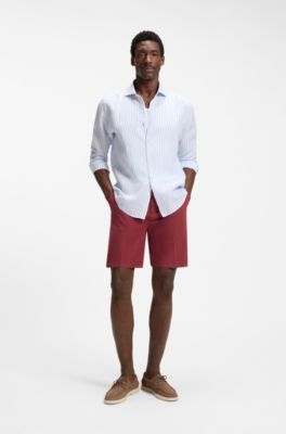 Modern-fit shorts in stretch-cotton twill, Red