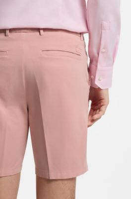 Modern fit-shorts i bomullstwill med stretch, ljusrosa