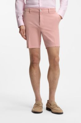 Shorts in cotone stretch con vestibilit&agrave; moderna, Rosa chiaro