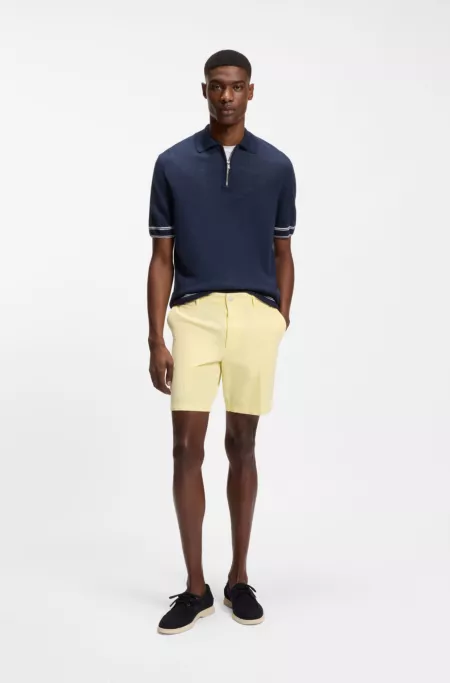 Modern-fit shorts in stretch-cotton twill