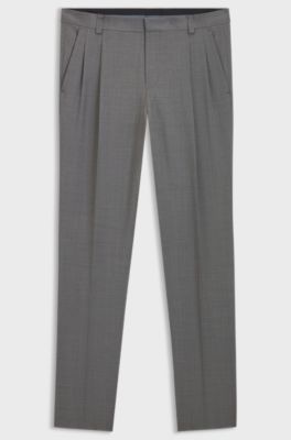 Pantaloni extra slim fit in dobby di lana vergine, Grigio