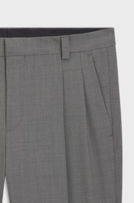 Pantaloni extra slim fit in dobby di lana vergine, Grigio