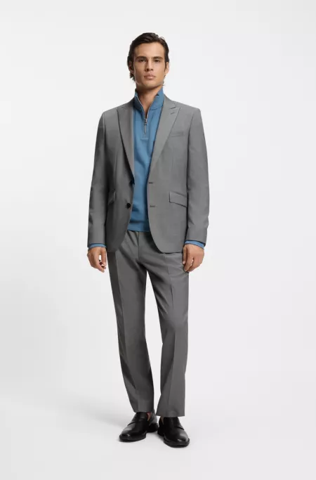Extra-slim-fit trousers in virgin-wool dobby
