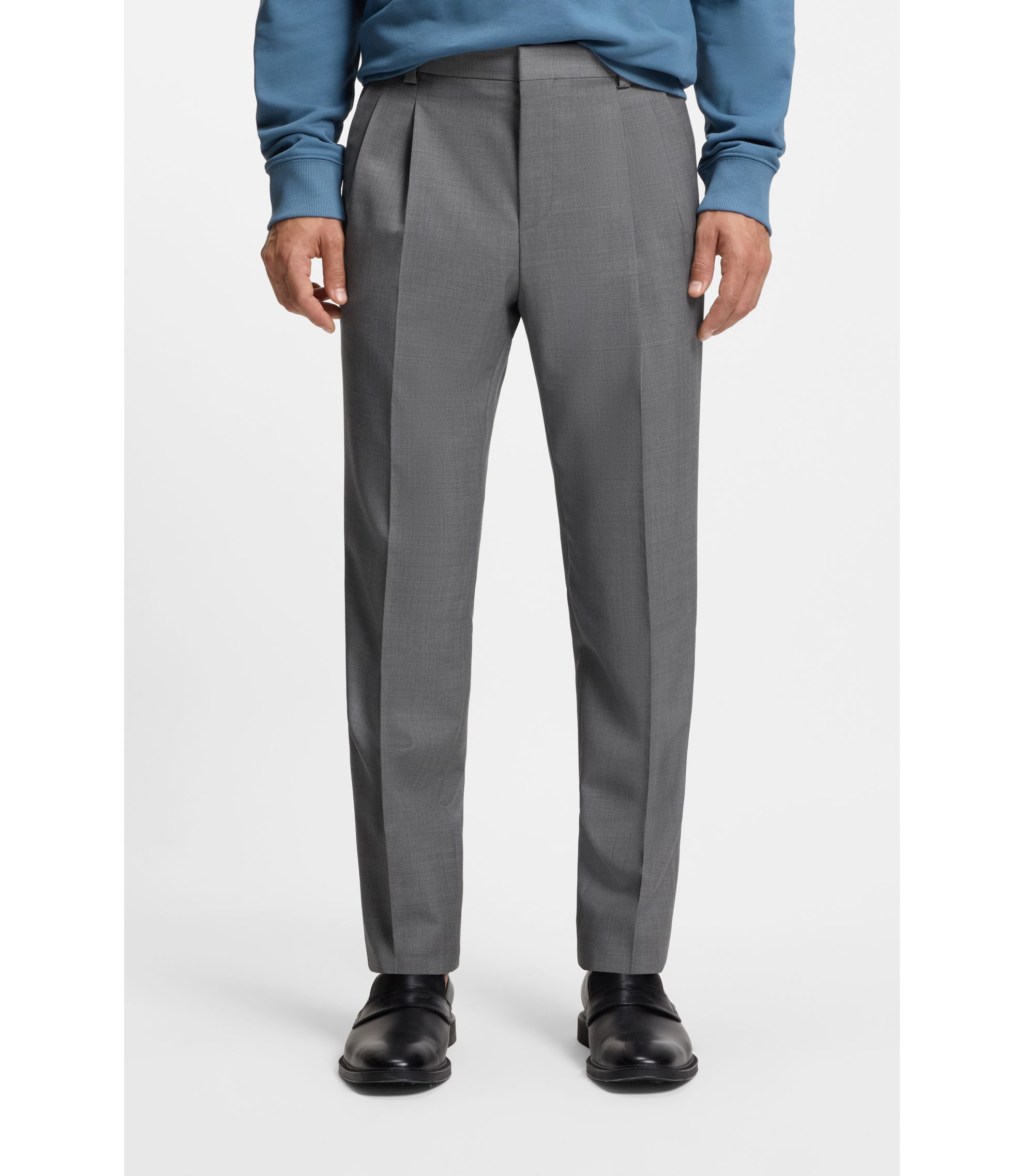 Extra Slim-Fit Hose aus strukturierter Schurwolle