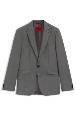 Extra-slim-fit suit jacket in virgin-wool dobby, Grey