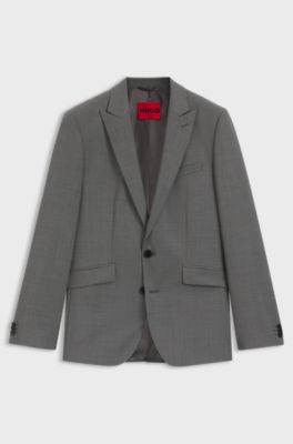 Extra-slim-fit suit jacket in virgin-wool dobby, Grey
