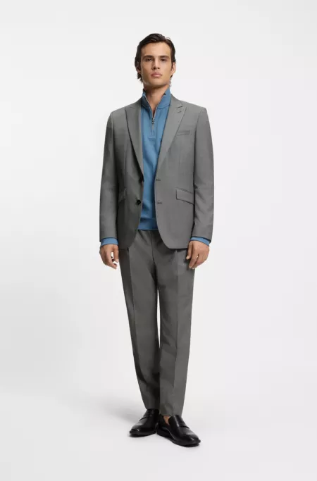 Extra-slim-fit suit jacket in virgin-wool dobby