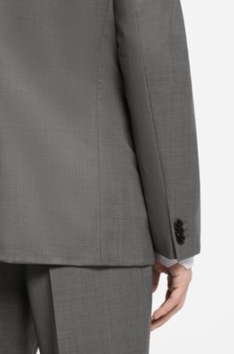 Extra-slim-fit suit jacket in virgin-wool dobby, Grey